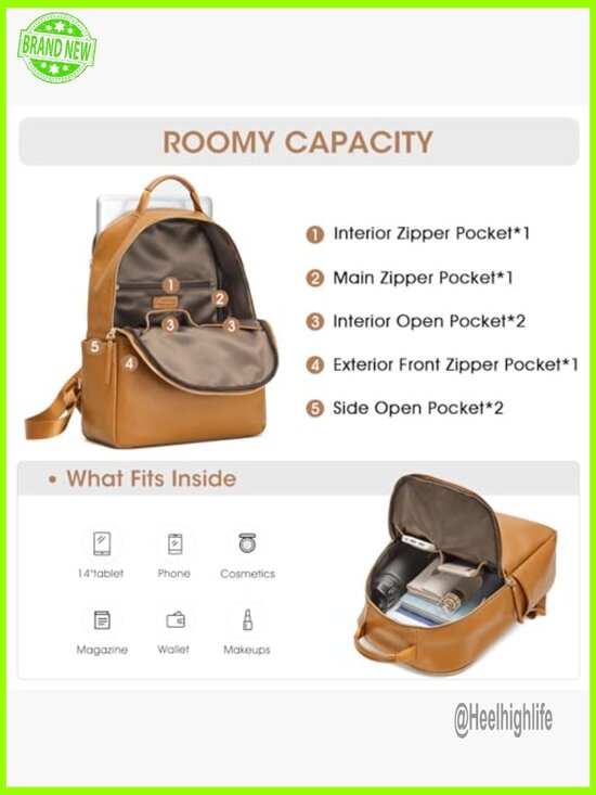 Genuine Leather Backpack Purse for Women Anti-Theft Daypack Work Casual main image 2